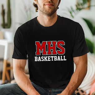 T-shirt Black and Red Custom Basketball Team Spirit