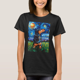 T-shirt Black and Tan Dachshund Doxie Starry Night Dog Art