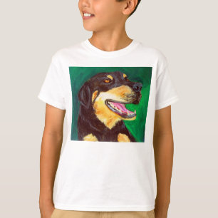 T - Shirt Black and Tan Hund Lover - Rote und grün