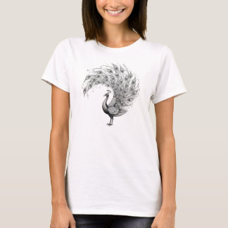 T-shirt Black and White Peacock