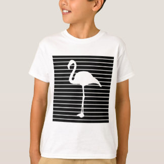 T-shirt Black and White Striped Flamingo