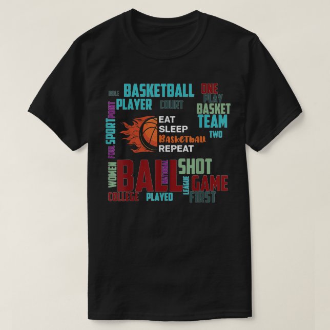 T-shirt Black Basketball Stuff Coach Joueur Équipe Manger  (Design devant)