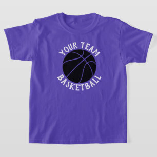 T-shirt Black Basketball Team, Nom du joueur et Numéro de 