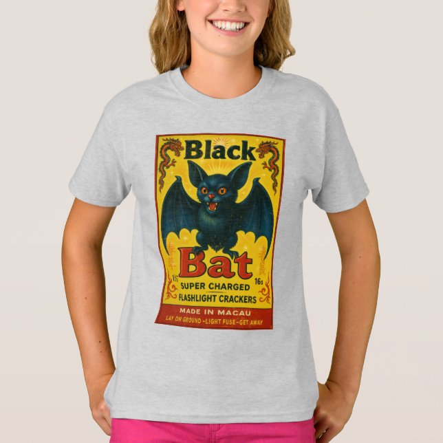 T-shirt Black Bat Retro Firecracker Youth Tee (Devant)