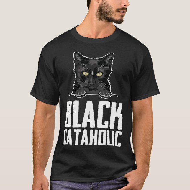 T-shirt Black  Black cat  Black mom (Devant)