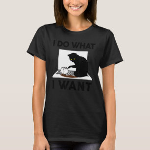 T-shirt Black Ca I Do What I What Cat on Sitting Lapon
