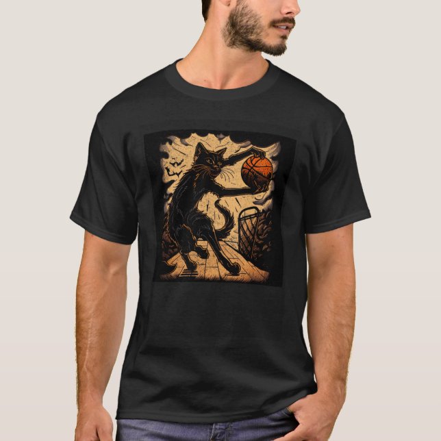 T-shirt Black Cat Basketball Christian (Devant)