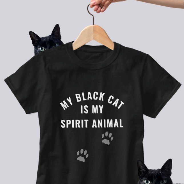 T-shirt Black Cat est mon Esprit Animal Drôle Slogan (If your black cat is your spirit animal, this is the t-shirt to wear)