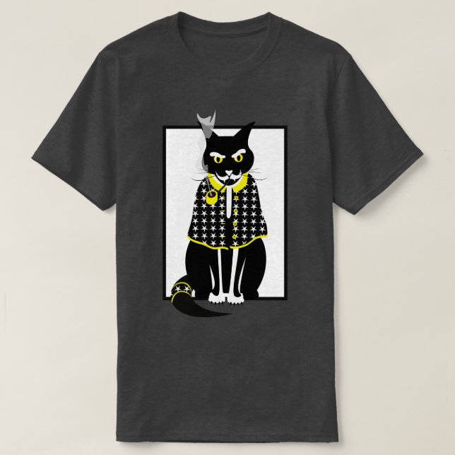 T-shirt Black Cat Fumer Magicien Meow Cats (Design devant)