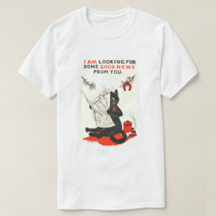 T-shirt Black Cat Lire un journal, Louis Wain