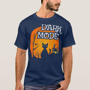 T-shirt Black Cat Moon Scène Éffrayante Halloween Dar drôl