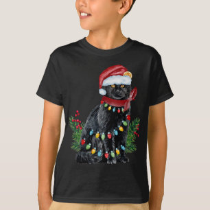 T-shirt Black Cat Noël Lumières Amoureux des chats Funny X