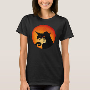 T-shirt Black Cat Orange Moon