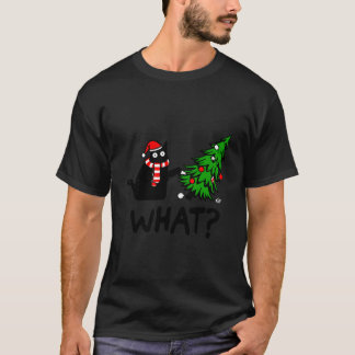 T-shirt Black Cat Pushing Tree Over Cat W