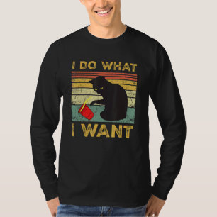T-shirt Black Cat Retro Je Fais Ce Que Je Veux Chat