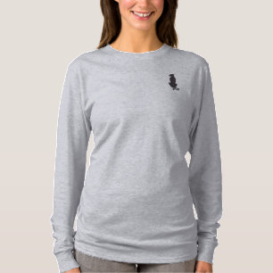 T-shirt Black Cat Silhouette femmes gris chemise à manches