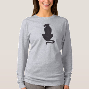 T-shirt Black Cat Silhouette femmes gris chemise à manches