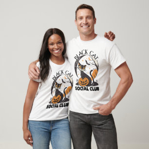 T-shirt Black Cat Social Club Halloween Design