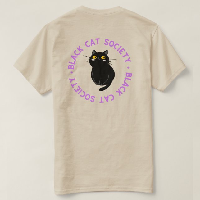 T-shirt Black Cat Society en violet (Design dos)