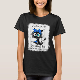 T-shirt Black Cat Son Im fin Bonne sensibilisation au diab