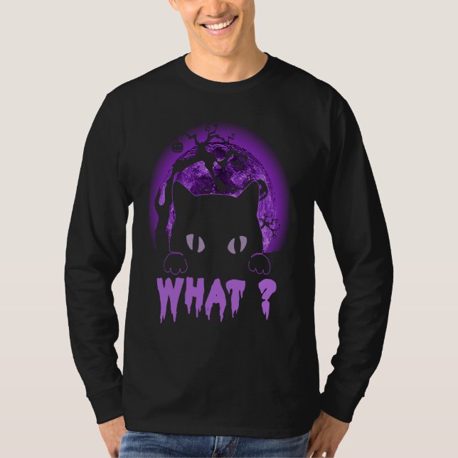 T-shirt Black Cat With Yellow Eyes  Halloween Cat What Gho (Devant)