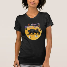 T-shirt black cougar on halloween night invitation card