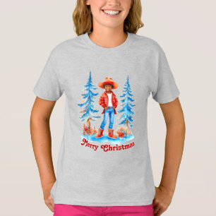 T-shirt Black Cowgirl Winter Scène Joyeux Noël