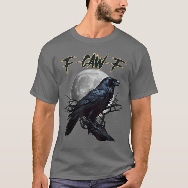 T-shirt Black Crow aw F Drôle Amusant Black Bird Cawing Gr (Devant)