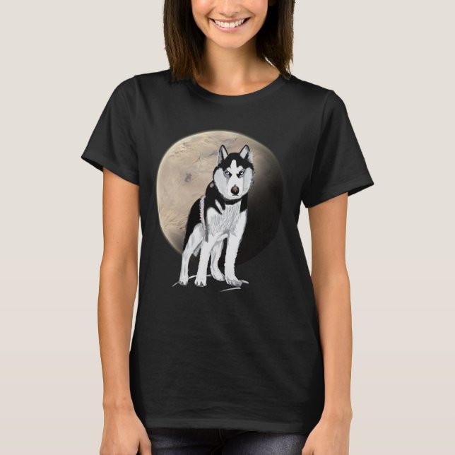 T-shirt Black et White Husky (Devant)