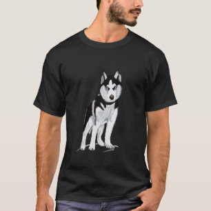 T-shirt Black et White Husky