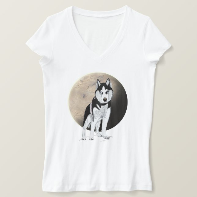 T-shirt Black et White Husky (Design devant)