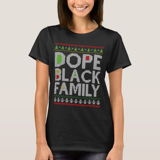 T-shirt Black Family 2025 Afro Christmas Tree Santa Pj Mat (Devant)