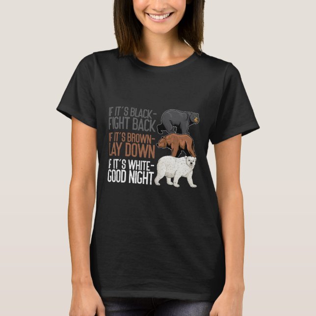 T-shirt Black Fight Brown Down White Bonne Nuit Funny Ours (Devant)
