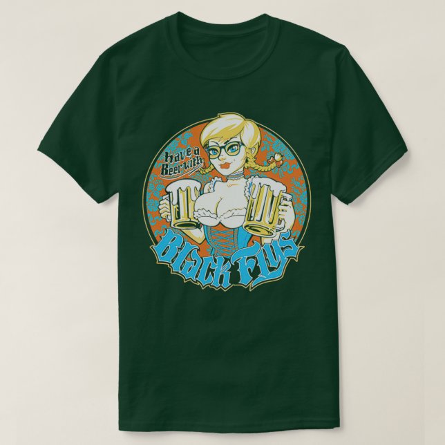 T-shirt Black Flys Ont Une Bière T T (Design devant)