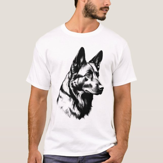 T-shirt Black German Shepherd Dog Portrait Tee (Devant)