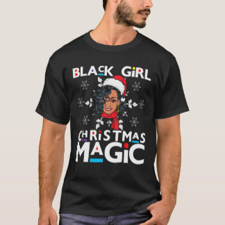 T-shirt Black Girl Christmas Magic Père Noël Sista Sister 