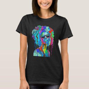 T-shirt Black Girl Inspiré Black Woman Peinture Déchets Re