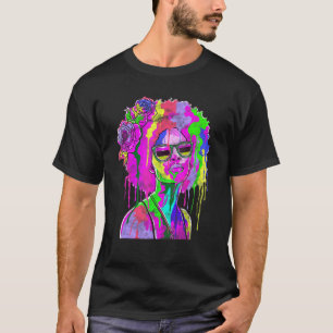 T-shirt Black Girl Inspiré Black Woman Peinture Déchets Re
