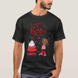 T-shirt Black Girl Père Noël Holiday African American Chri