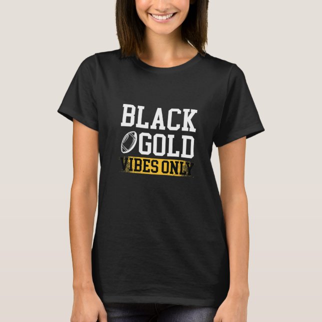 T-shirt Black Gold Vibes Only Game Day Group High School F (Devant)