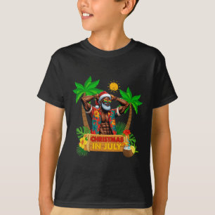 T-shirt Black Hawaiian Père Noël Sungles Noël En Juillet S