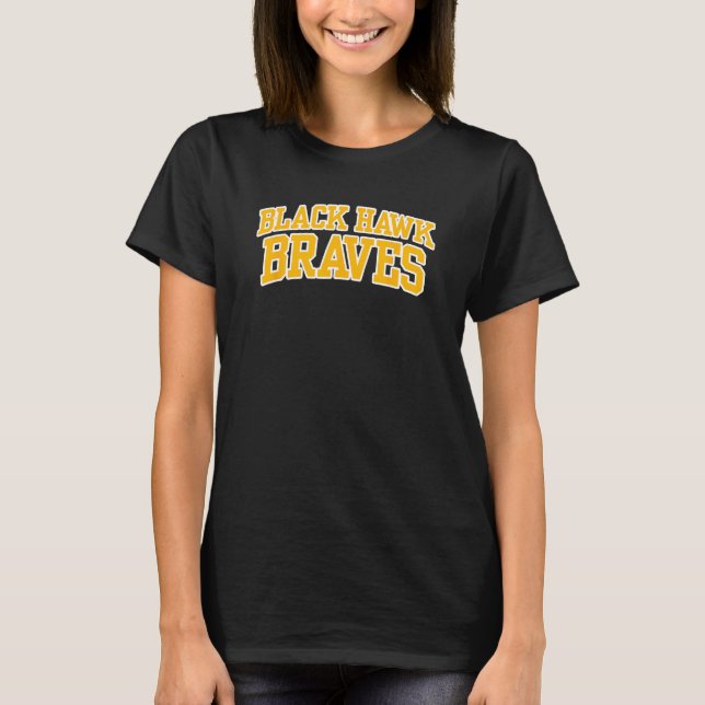 T-shirt Black Hawk College Quad Cities Braves 01 (Devant)