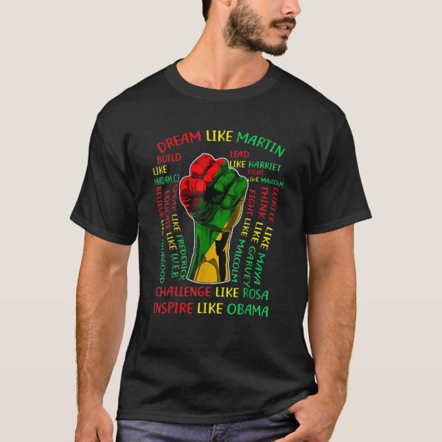 T-shirt Black History Leaders Fist Hand African American C (Devant)