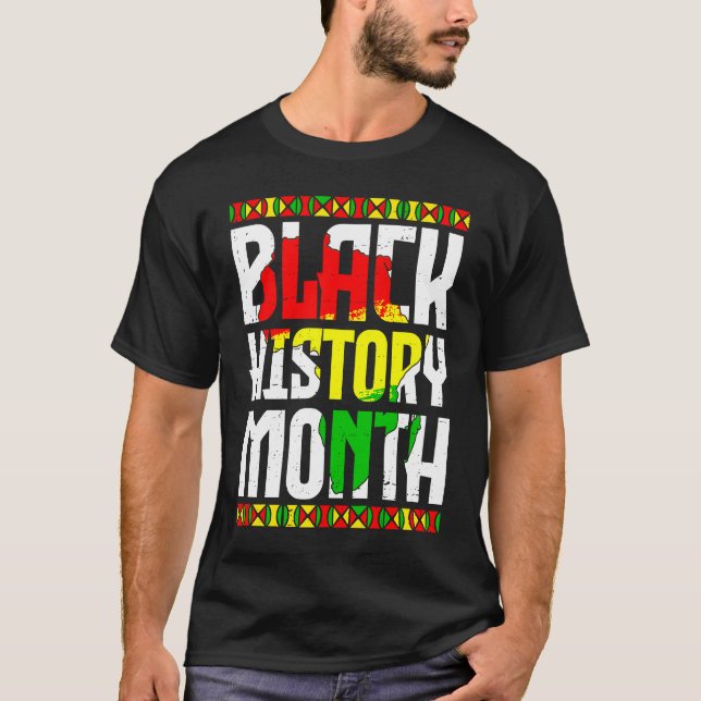 T-shirt Black History Month African Map Flag Afro Freedom (Devant)
