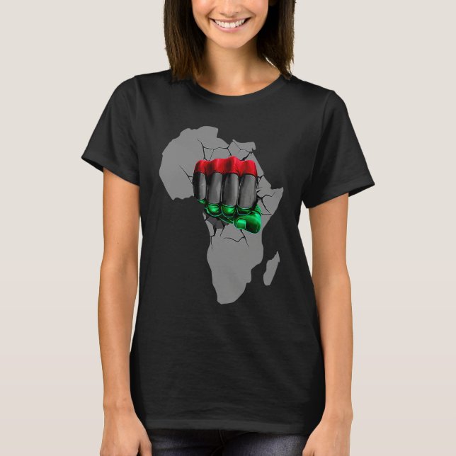 T-shirt Black History Month BHM Afro Pride Hand Fist Black (Devant)