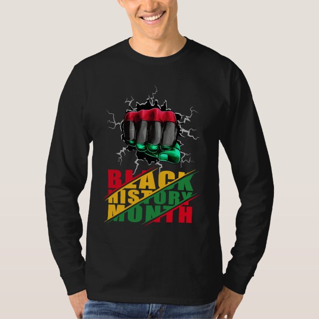 T-shirt Black History Month BHM Afro Pride Hand Fist Black (Devant)