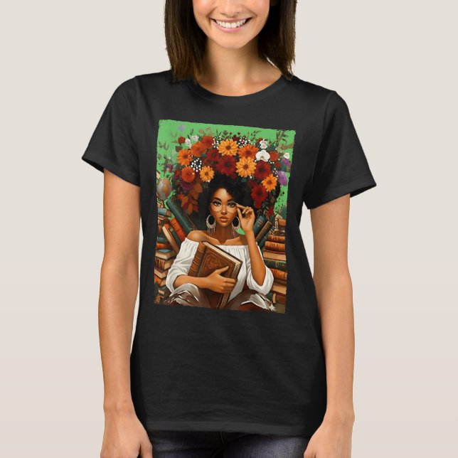 T-shirt Black History Month Black Afro Girl Women Book Lov (Devant)