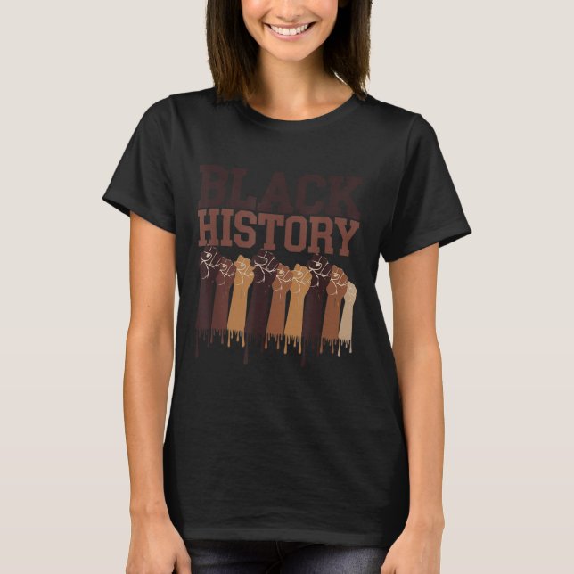 T-shirt Black History Month Hands Symbol Afro Motivation  (Devant)
