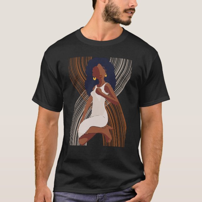 T-shirt Black History Month Minimalist Queen Melanin Boho  (Devant)
