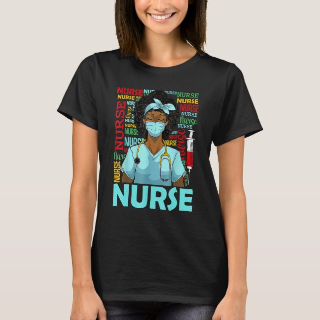 T-shirt Black History Month Nurse Afro Girl Womens Day Gra (Devant)